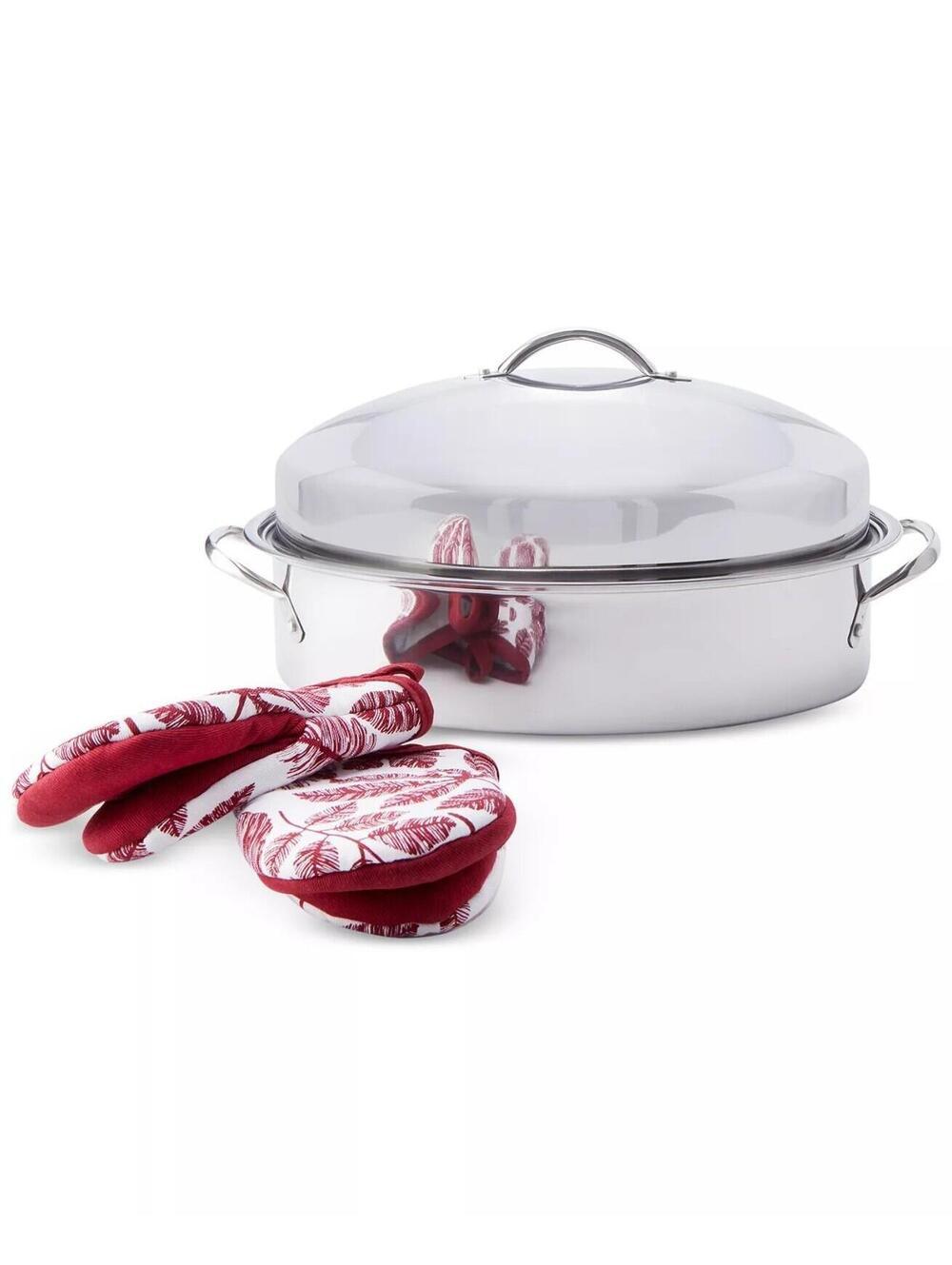 85$ The Cellar Stainless Steel 8-Qt Covered Oval Roaster with Rack 10017454200